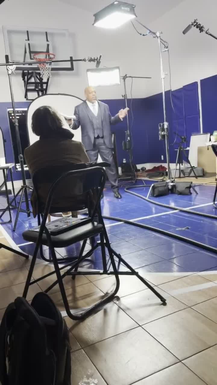 Principal Photography — The production in progress on a practical studio set.