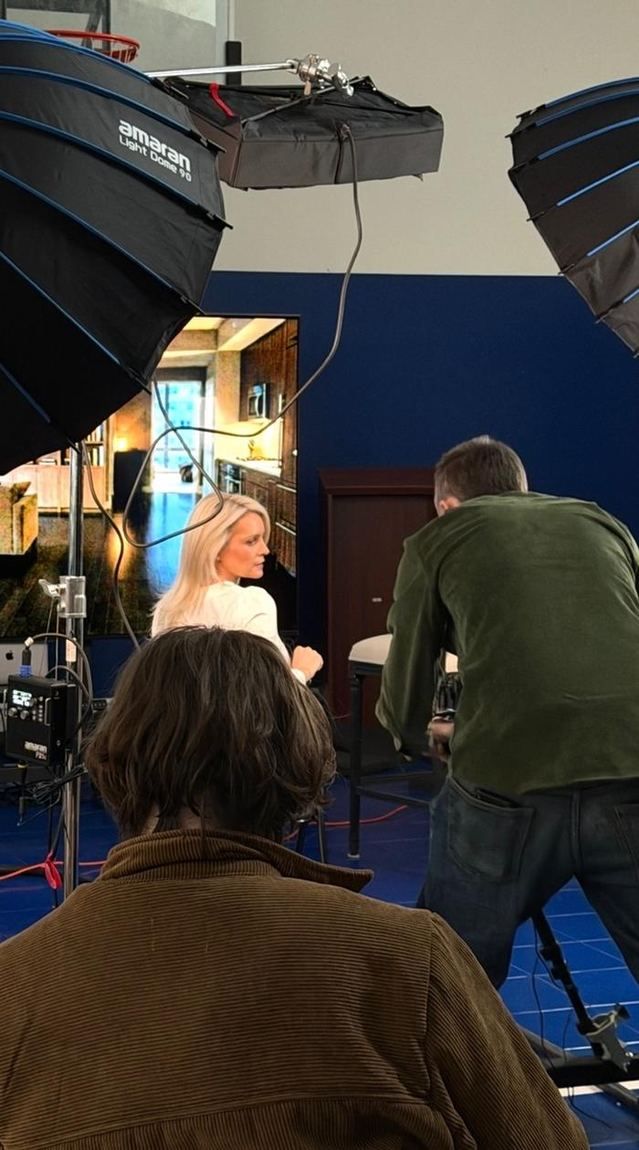 Filming — The camera and cast at work.